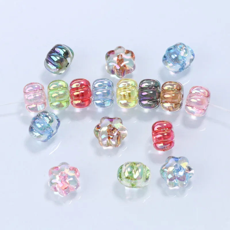 10 stücke Transparente Acryl Perlen Glänzende Blume Lose Spacer Perlen Für Die Herstellung Von Halskette Armband Schlüsselbund Diy Schmuck Zubehör