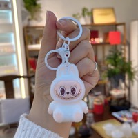 Mini Labubu Keychain Cartoon Creative Kawaii Doll Student Backpack Pendant Car Keychain Male and Female Gifts