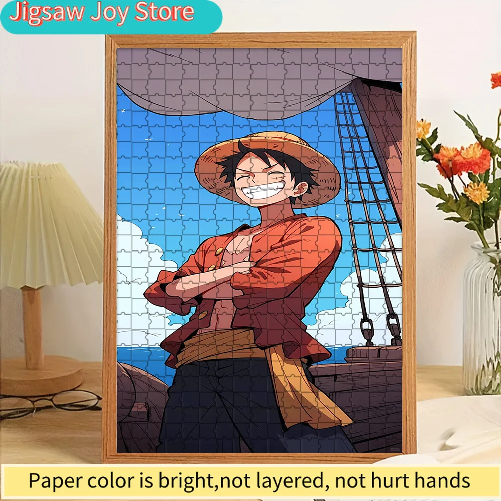 

One Piece Monkey D. Luffy Straw Hat Confident Arms Crossed Pose on Thousand Sunny Deck Ocean Sky Background Art Paper Jigsaw Puz