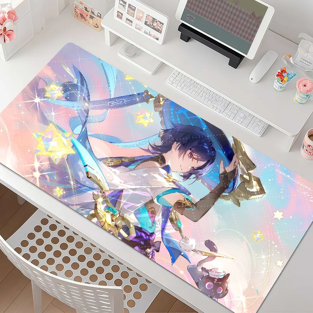 Game Genshin Impact Wanderer Mouse Pad Anti Slip Rubber Edge Locked Thickened Laptop Gaming Desk Mat