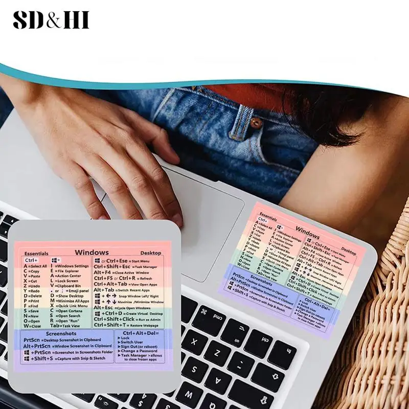 1pc Windows PC Referenz Tastatur Short cut Aufkleber Kleber für PC Laptop Desktop Regenbogen Cheat Sheet Aufkleber
