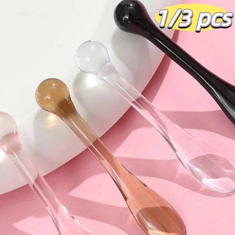 1/3Pcs Acrylic Cosmetic Spatulas Scoop with Bottle,Face Cream Mask Mud Mixing Spoon,Beauty Tools Absorb Roller Facial Applicator