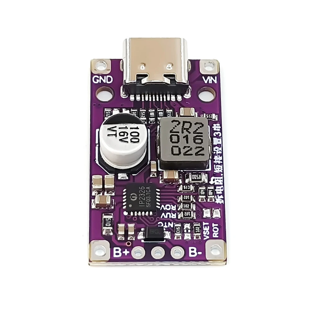 Type-C USB 2-3S BMS 15W 3.7V Lithium Battery Charging Boost Module With Balanced Support QC Fast Charge With Indicator