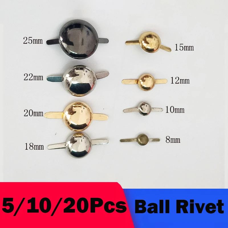 5/10/20Pcs Semi Ball Round Two Leg Feet Pierced Rivet Stud Nail for DIY Hand Work Leather Craft Bag Handbag Bottom Protecting