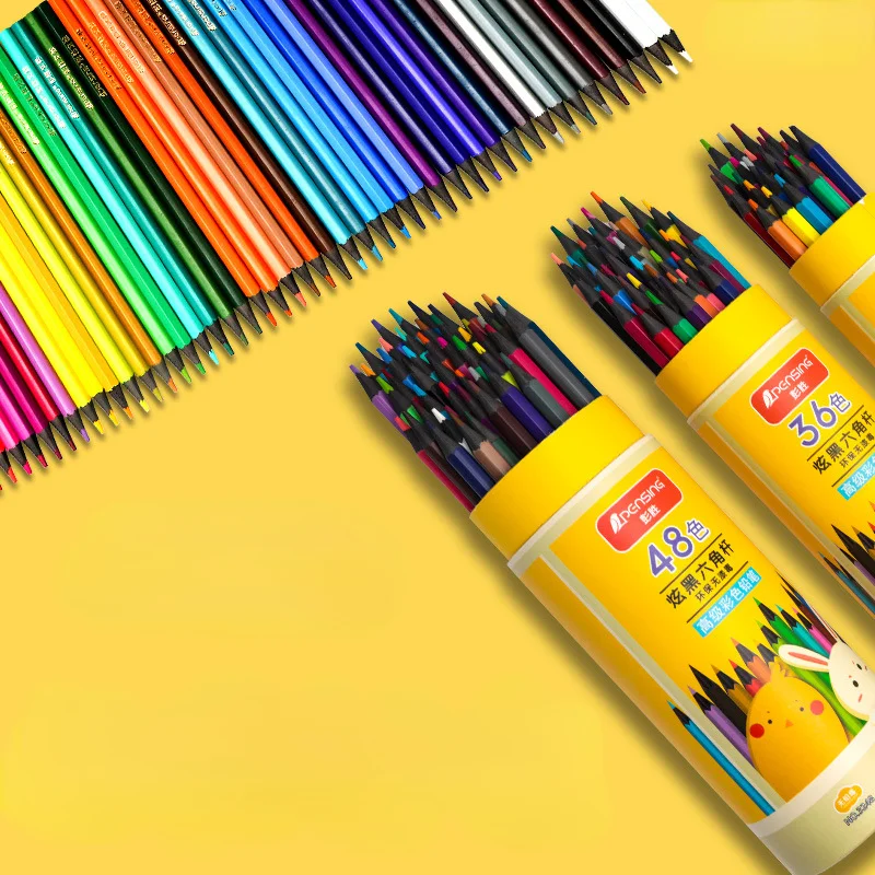 24/36/48 Colors HB Charcoal Pens for Children and Students Painting Supplies Beginners Sketch Colored Pencils