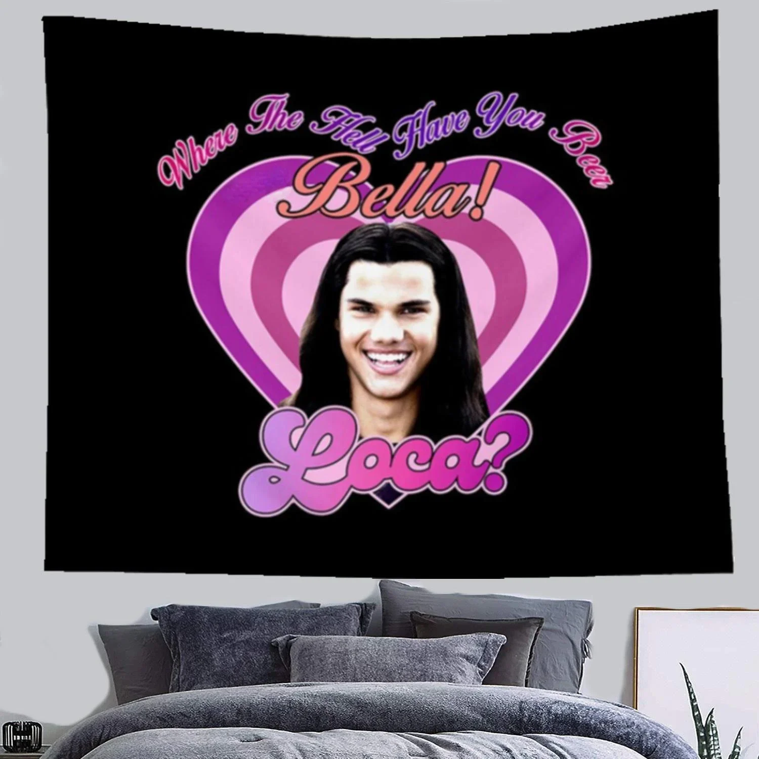 Love Pink Bella Where the Hell Have You Been Loca Tapestry Funny Meme Tapestries College Room Wall Hanging Hostel Dorm Party