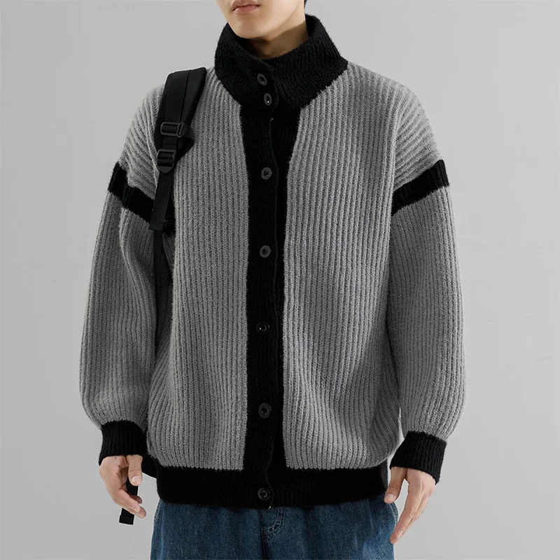 

Lapel Buttoned Cardigan Thickened Loose Lapel Sweater Jacket Versatile Top