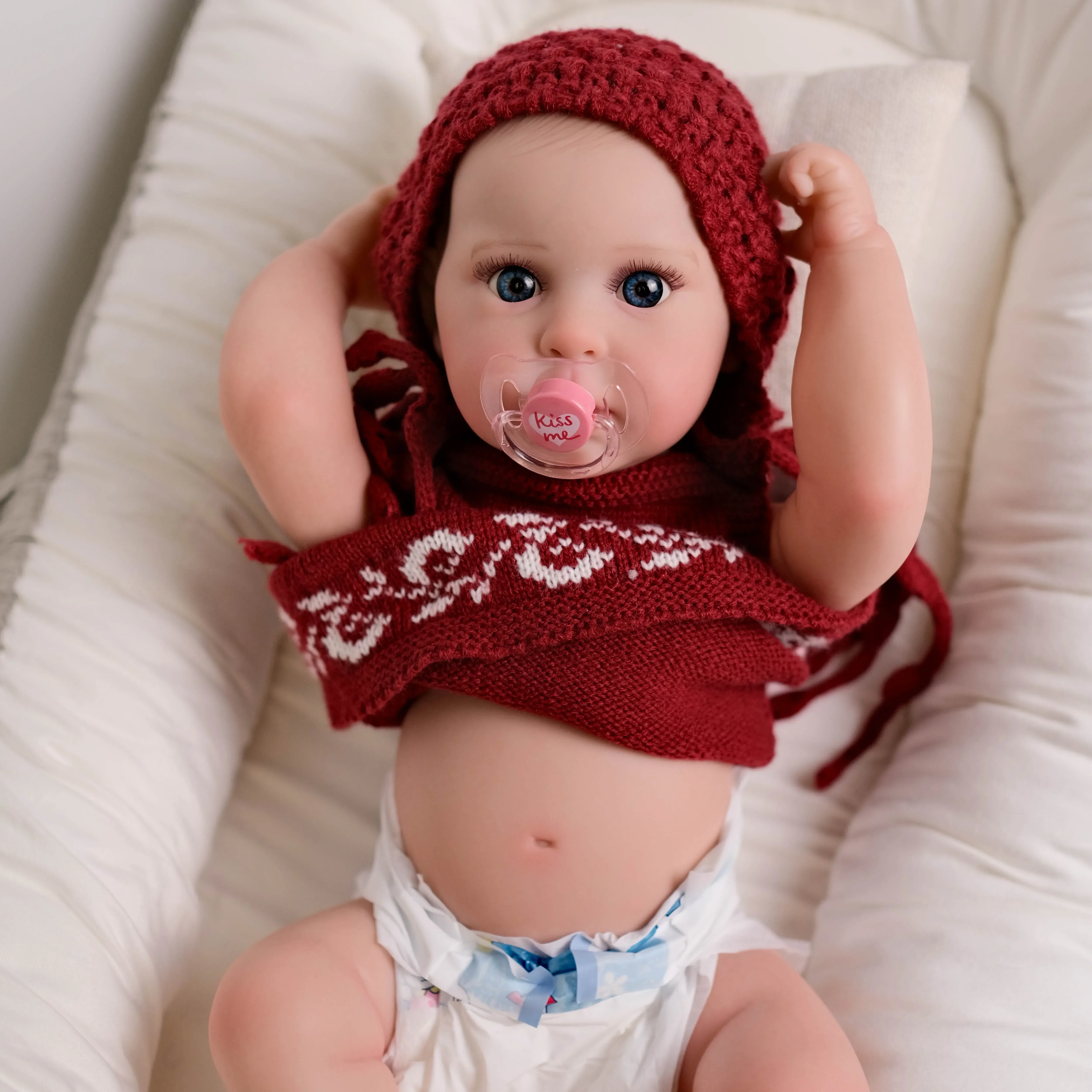 NPK 19inch Full Body Ward Lifelike Reborn Baby Newborn Doll Cuddly Baby Multiple Layers Painting 3D Skin with Hand Draw Hair