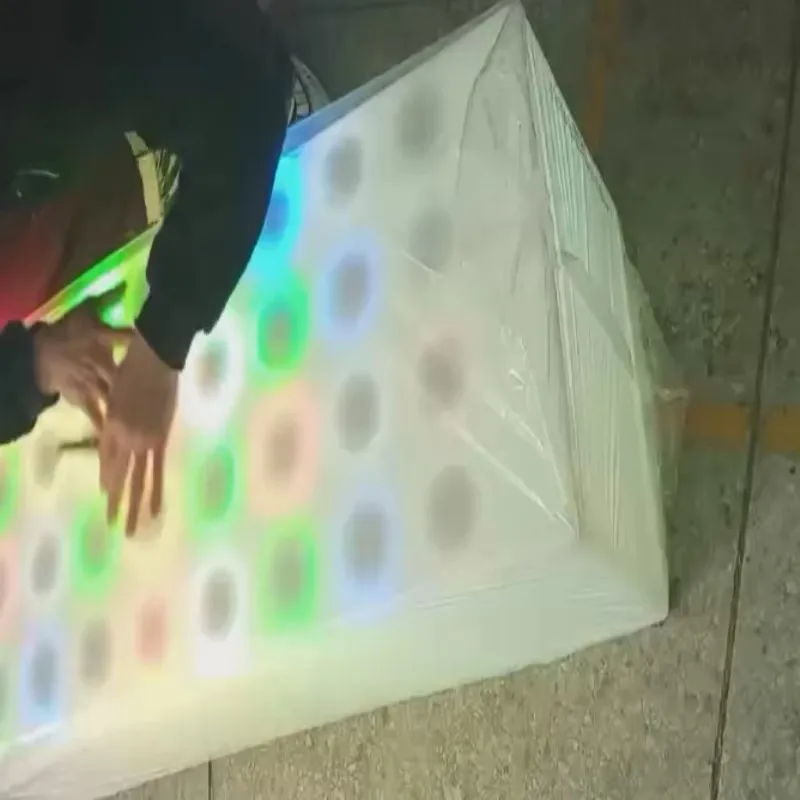 Glowing dazzling LED graphic light, shining magic touch bench pattern light