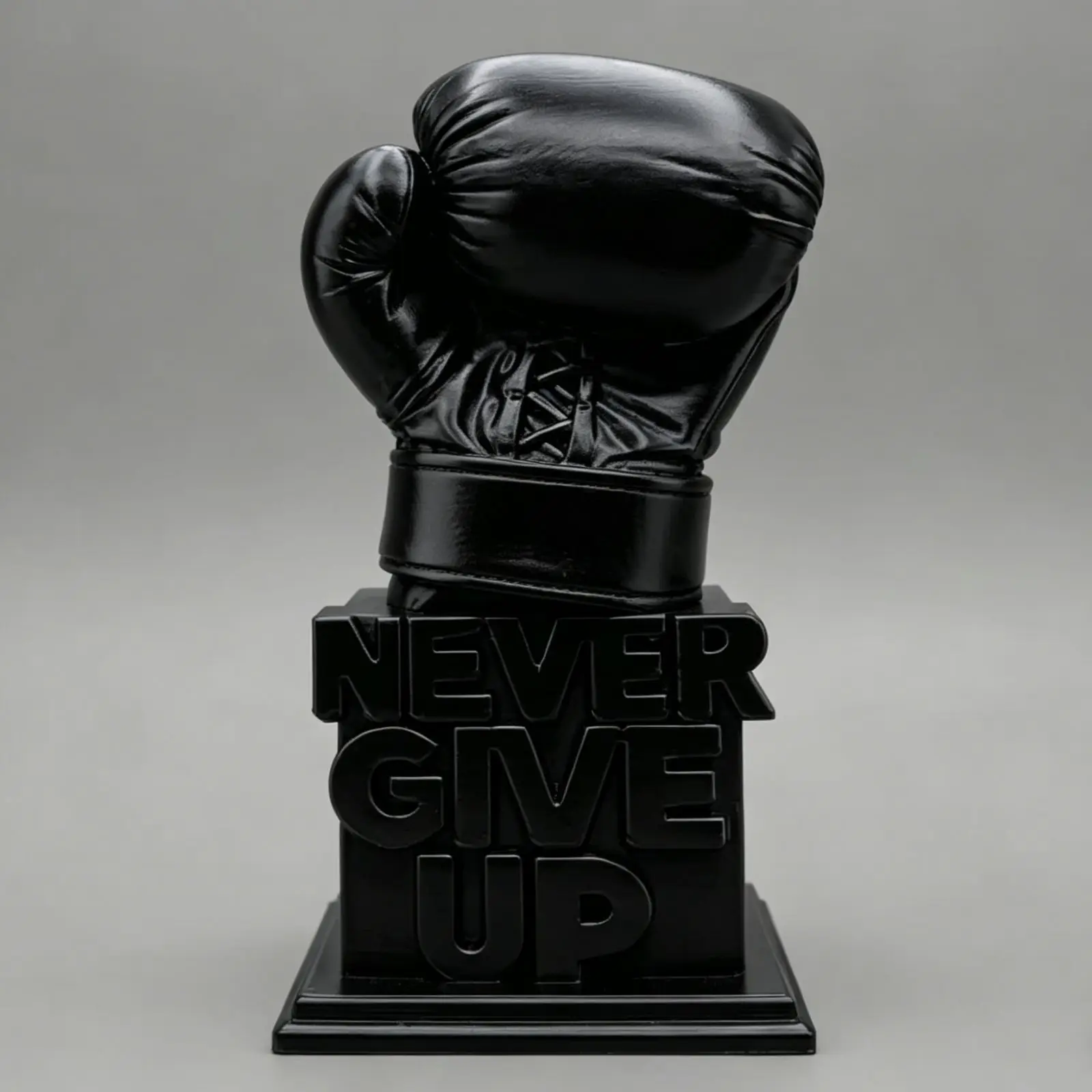3D-Gedruckte "Never Give Up" Boxhandschuh-Figur Inspirierende Schreibtischdekoration Motivierende Skulptur für Büro Zuhause Geschenk Geburtstag