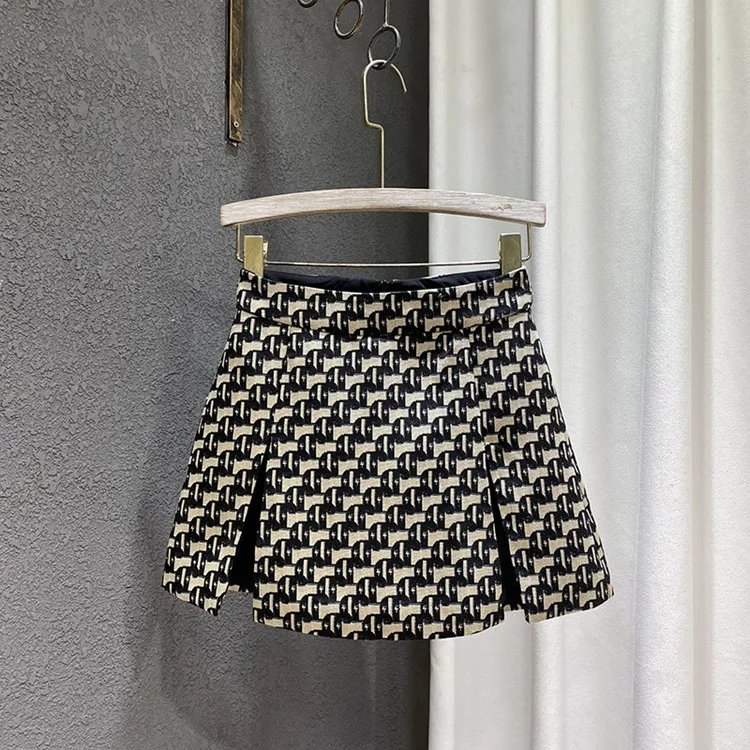 

Юбка-трапеция с высокой талией, разрезом и вышитой тканью, утягивающий дизайн для женщин, для поездок на работу, простой узор