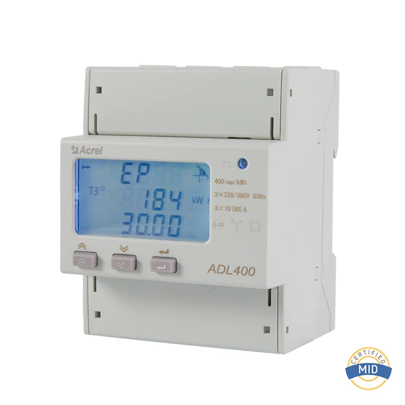 

Acrel ADL400 MID 3 Phase Meter Rs485 Modbus-RTU 35mm Din Rail LCD Display with 4 Tariff Rates Optional For AC Power Monitor