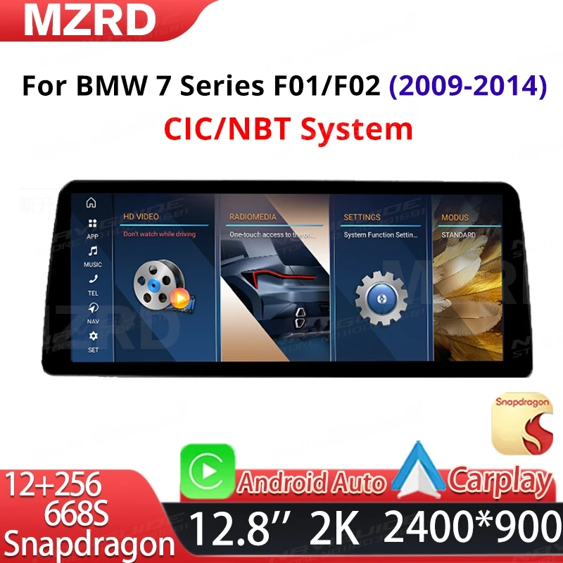 Автомобильный радиоприемник COREYES 12,8 дюйма, Android 14 для BMW 7 серии F01 F02 CIC NBT, мультимедийный стереоплеер, автоматическая Bluetooth-головка CarPlay WIFi
