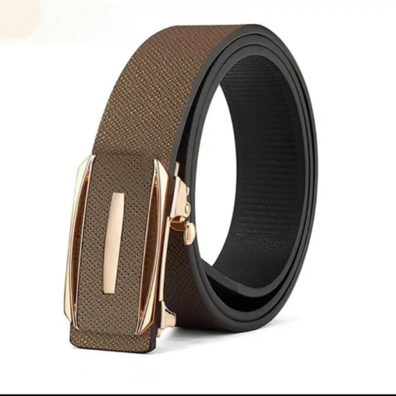 Cinturón de hombre con hebilla automática sin dientes, correa ajustable de piel de vaca 100% auténtica para hombre, cinturón Formal informal