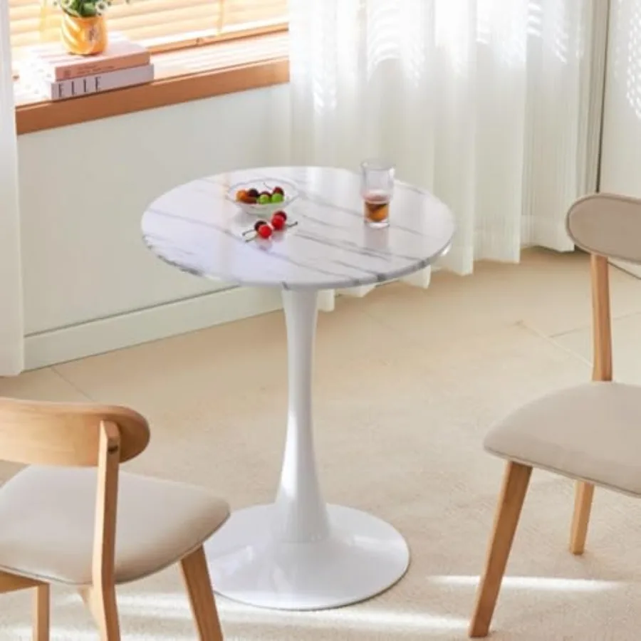 

Круглый обеденный стол 24 дюйма, стол-тюльпан с утолщенной столешницей, металлическое основание, современный бистро-стол в стиле середины века для кухни, небольших помещений