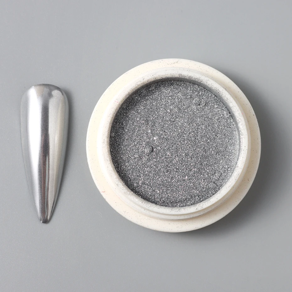 1 個のホログラフィックシルバーネイルパウダー - シルバーマジックミラーグリッターホログラフィックミラーとキャッツアイ効果ネイルラブダスト