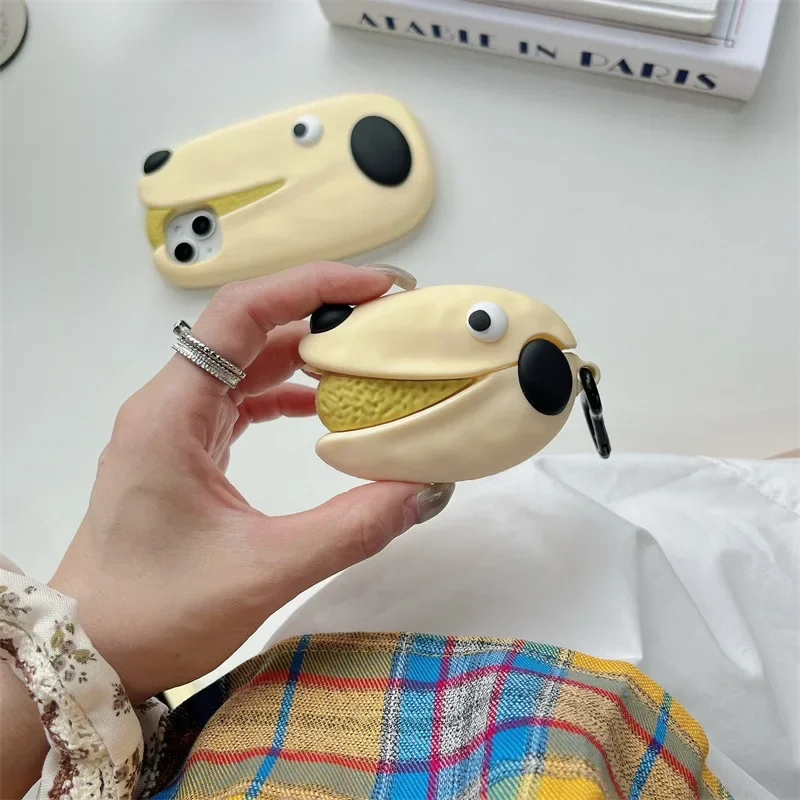 Cute Happy Dog Case for AirPods Pro2 Airpod Pro 1 2 3 Bluetooth Earbuds Charging Box Protective Earphone Case Cover
