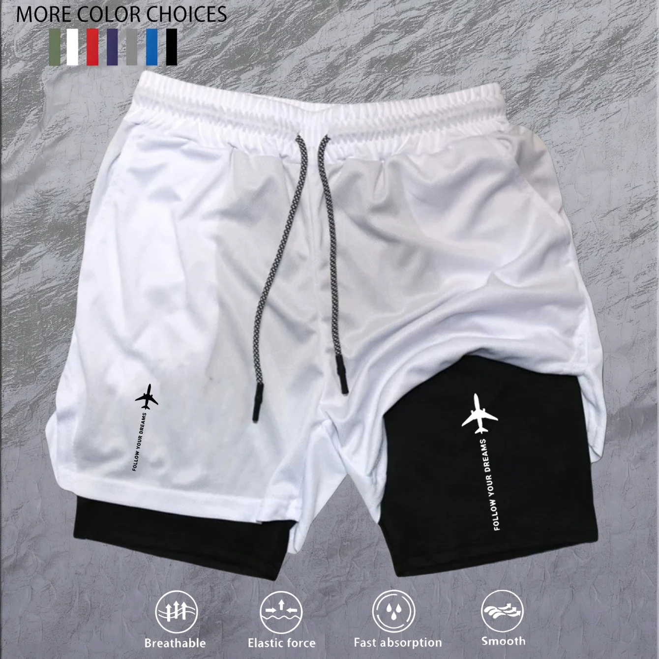 2026 Men's 2-in-1 Running Shorts, High-Quality Elastic Double-Layer Shorts, Breathable and Lightweight, Teen Training Shorts, Sp