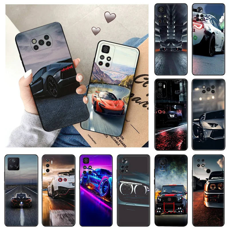 Soft Cases for Xiaomi Mi Poco X4 Pro F3 F4 GT F5 X3 X5 5G M4 M3 M5S C51 C50 C40 M5 Supercar Cool Car Black Phone Case Cover