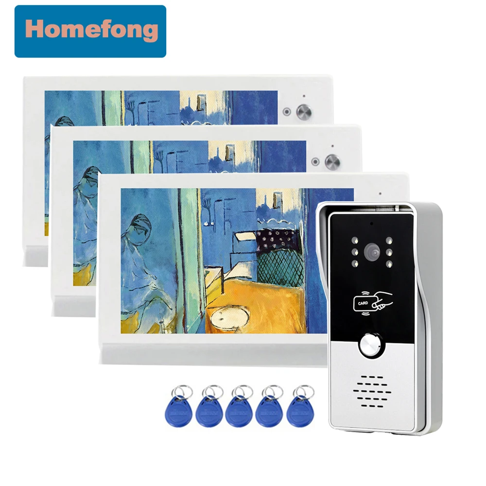 Homefong  7 Inch Video Door Phone Intercom RFID Camera Doorbell Unlock Home Security Door Access Control System HD  for Villa