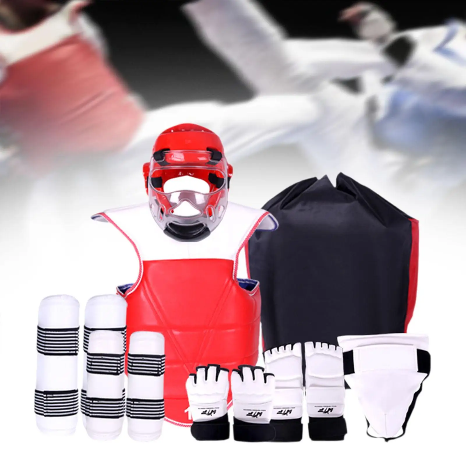 Conjunto de equipamentos de sparring de taekwondo, 8 peças, almofada no peito de taekwondo, corpo de boxe acolchoado