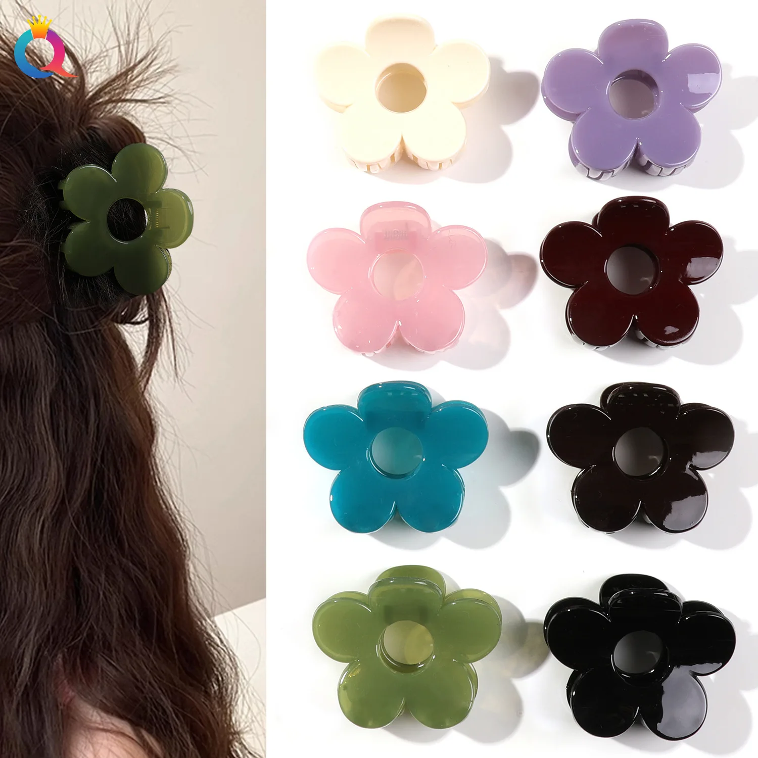 Hollow Flower Hair Claw Large Volume Boosting Half Up Ponytail Holder for Thick Hair Elegant Daily