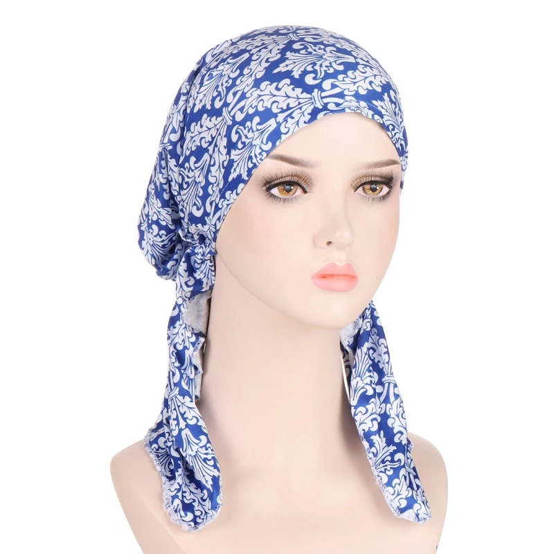 Fashon Women Head Scarf Hijab Chemo Cap Turban Pre-Tied Headwear Bandana Cancer Hair Loss Headscarf Head Wrap Stretch Hat