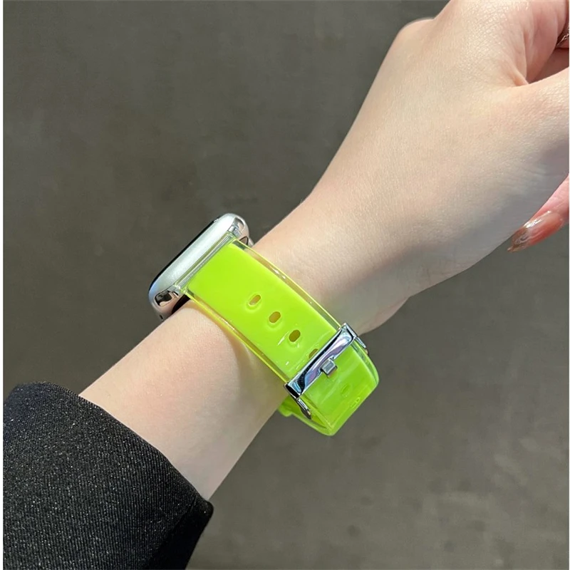 Girls Jelly Silicone Strap For Apple Watch Band Ultra 2 44 40 45 41MM Sports Bracelet For iWatch 4 5 6 SE 7 8 9 49mm 38/42mm