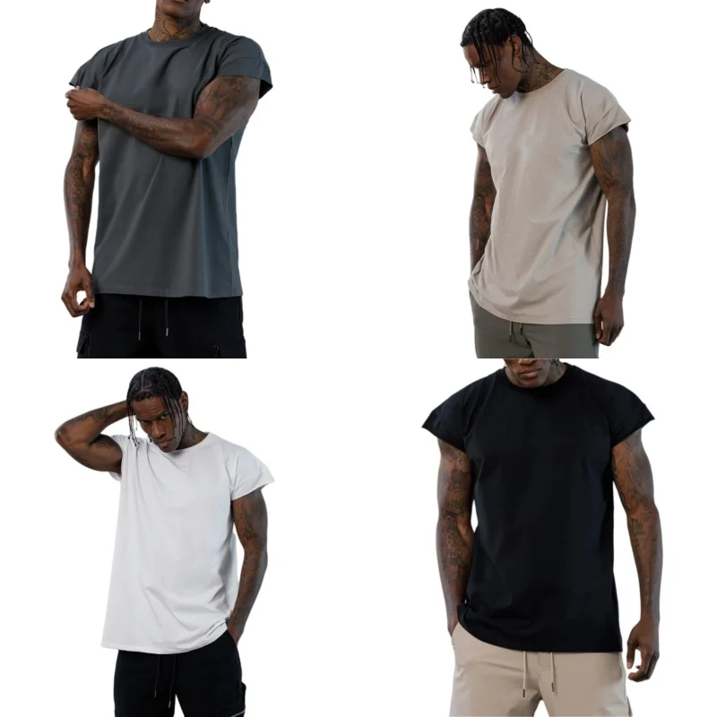 

Summer Cotton Short Sleeve T Shirt Men Outdoor Jogging Leisure Breathable Gym T-Shirt Running Sports Muscle Training Tees Tops