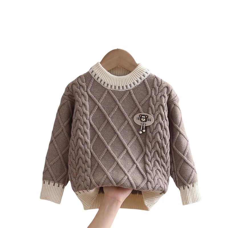 Boys Sweaters Autumn Winter 2024 Children Woolen Jersey Outerwear Tops For Baby Boy Clothes Kids Knitted Sweater Costume Outfits