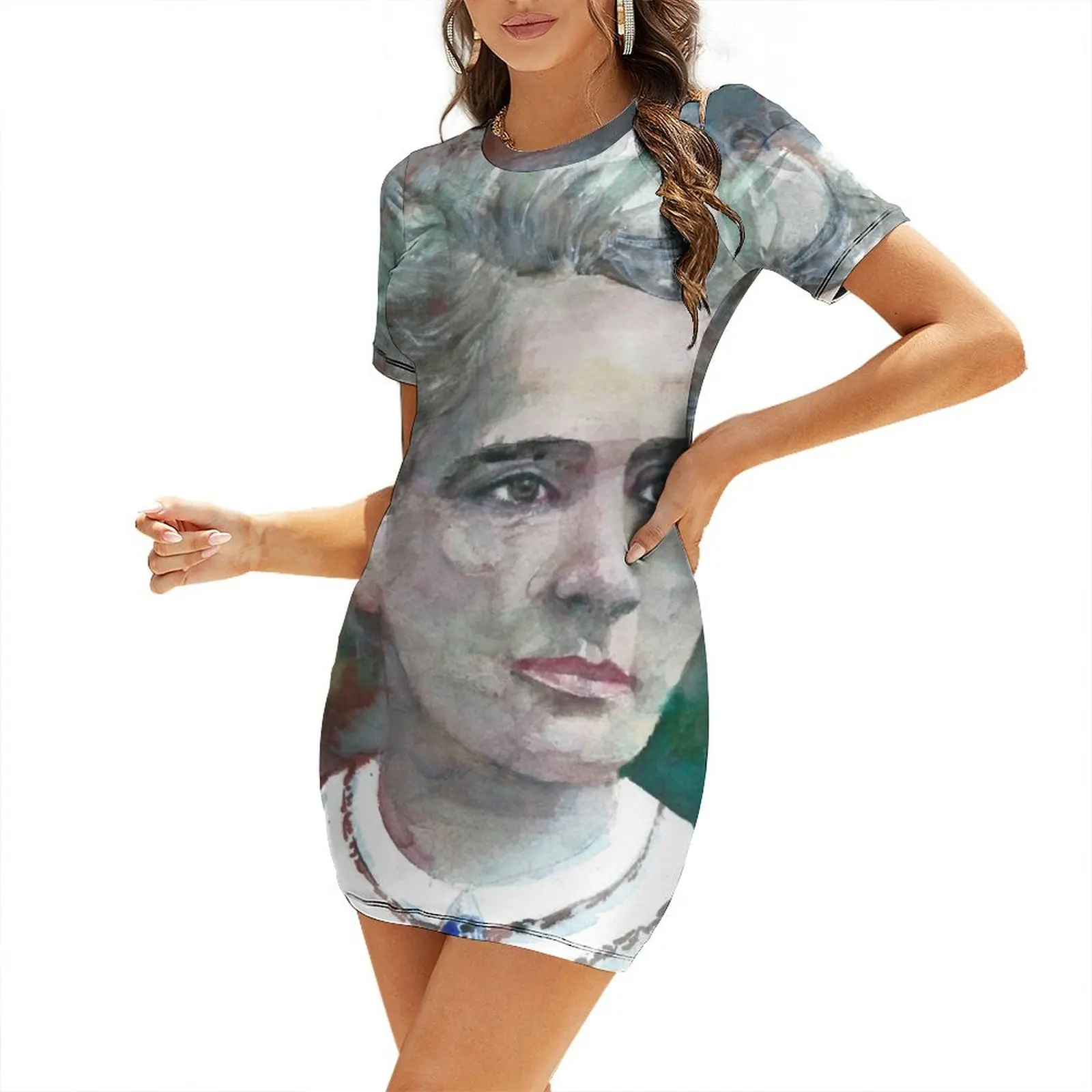

MARIE CURIE - watercolor portrait.3 Short-Sleeved Dress long sleeve dresses women's summer dress 2025 fairy dress