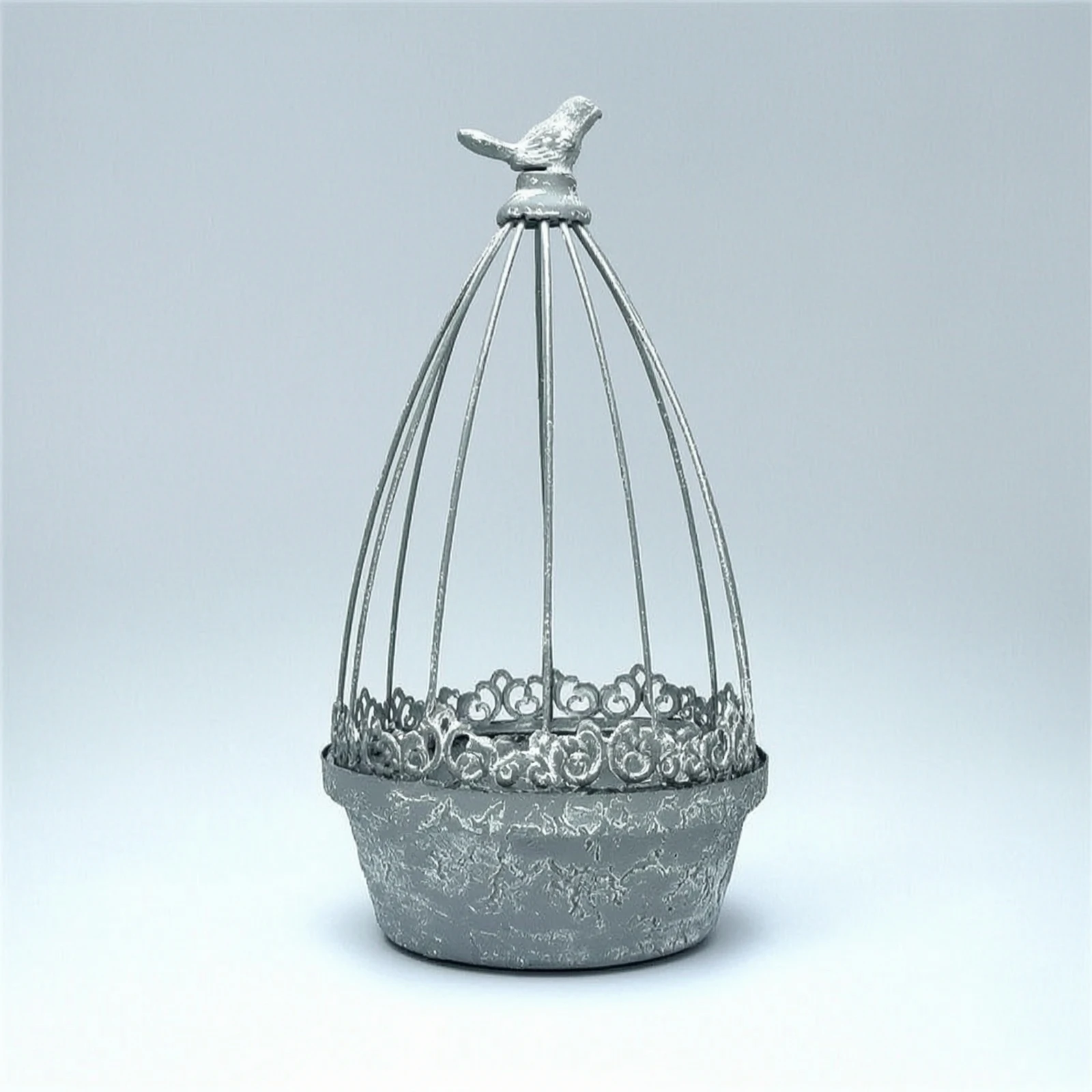Birdcage Planter Vintage-Style Birdcage Plant Holder Planter with Bird Ornament Distressed Flower Pot with Latch Lock Closure