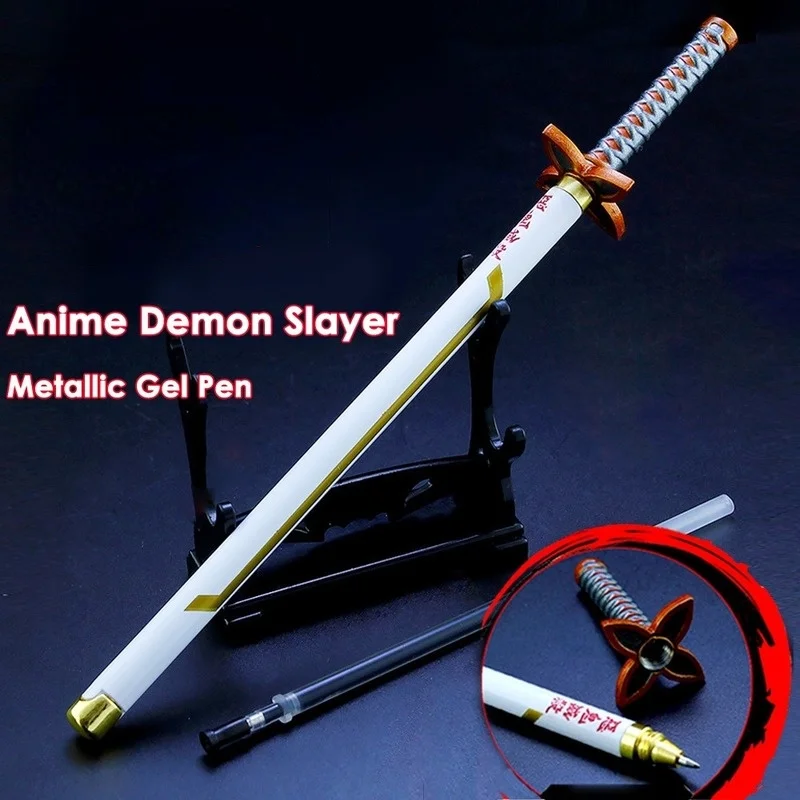 Anime Demon Slayer Sword Gel Pen 0.5mm Black Ink Refill Writing Pen School Stationery Supplies Kimetsu No Yaiba