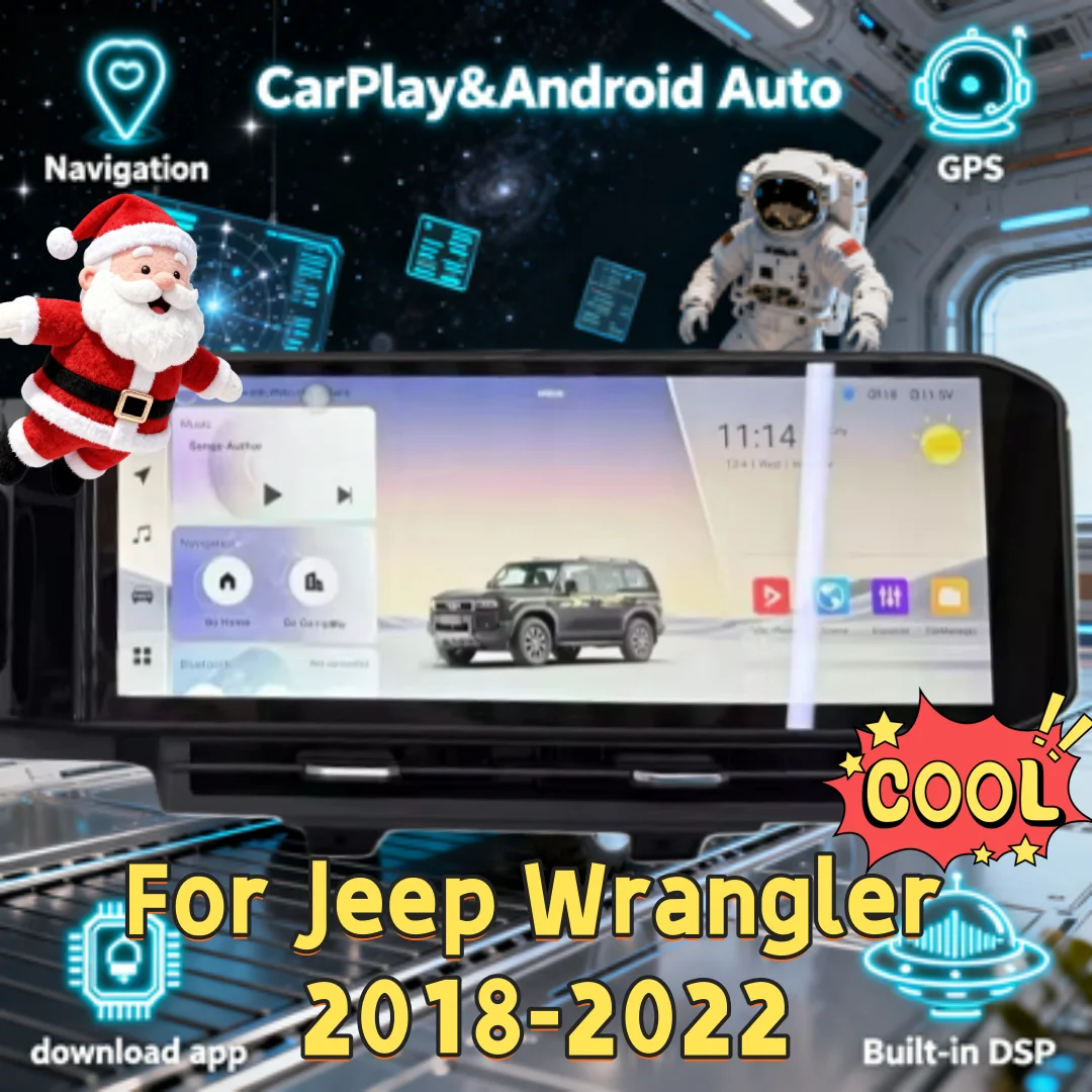 

15-дюймовый авторадио беспроводной CarPlay для Jeep Wrangler 2018-2022 Android 14 автомобильный радиоприемник мультимедийный видеоплеер GPS Navi Carplay Head