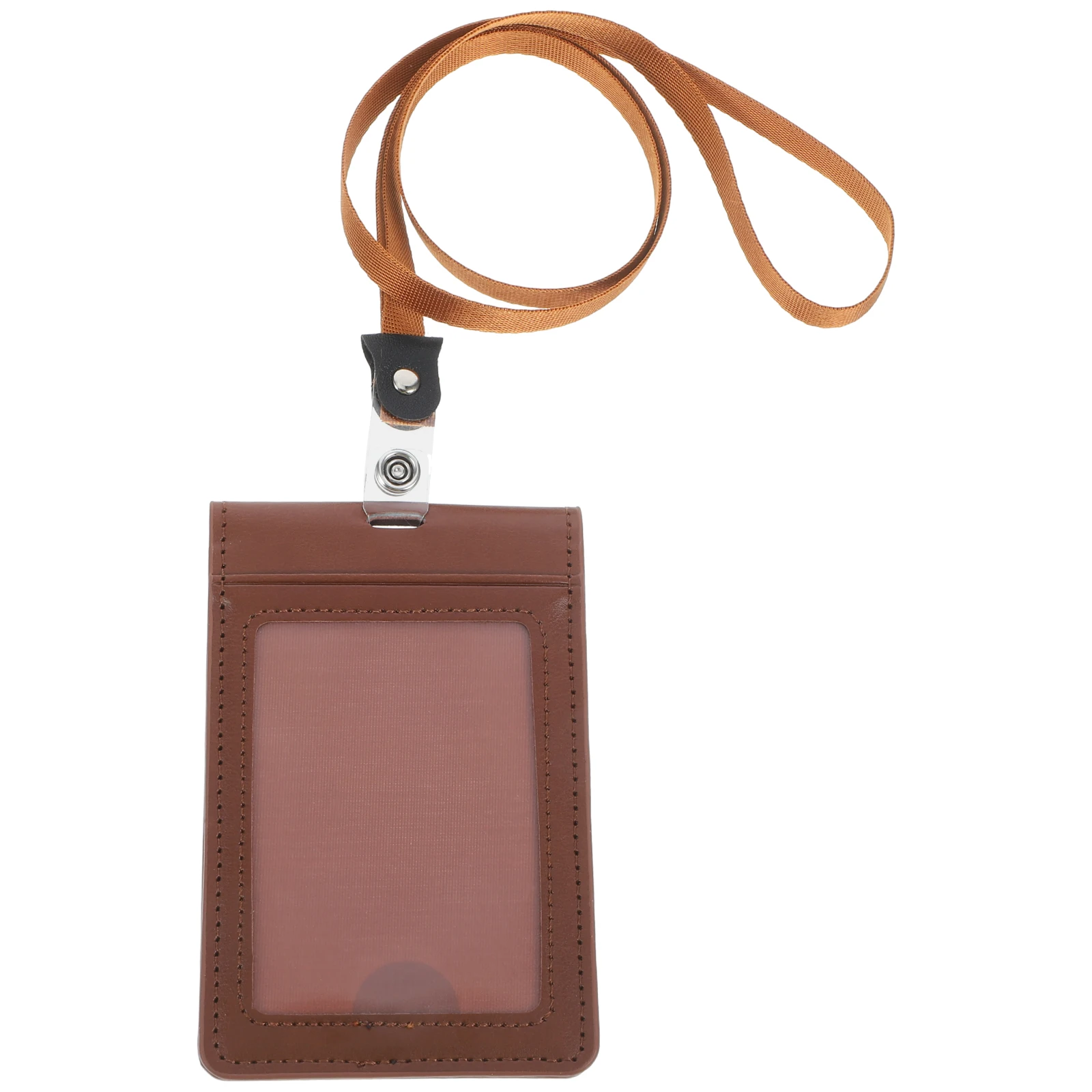 

Magnetic Card PU ID Badge Cover Lanyard Black Vertical Card Name Badge Holder Sleeve for Women Work Cards Portable