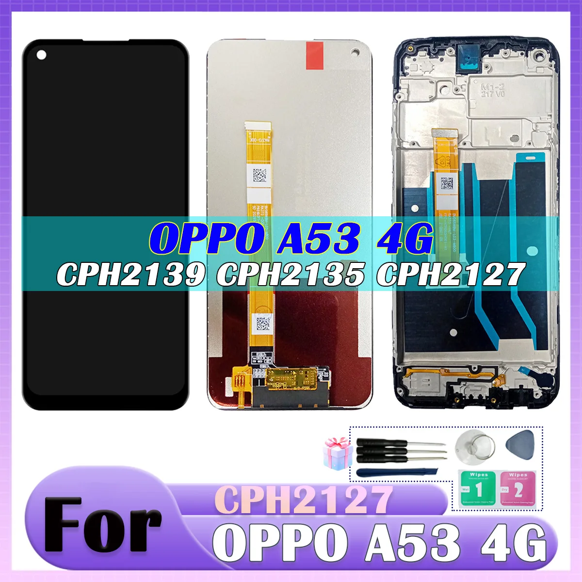 Display for Oppo A53 A53s Lcd Display Touch Screen Digitizer Assembly with Frame,for Oppo A53s CPH2139 CPH2135 LCD Replacement