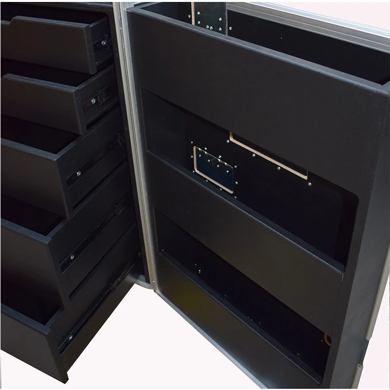 5 Drawers Backline Tool Flight Case With 3u Rack Space And Power