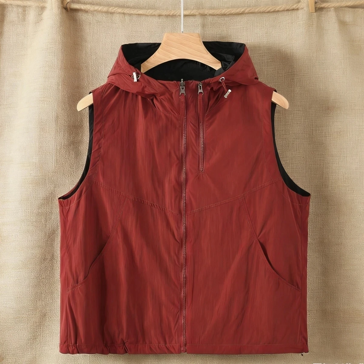 

2026 New Spring Summer Double-sided Sleeveless Vest Jacket Women Korean Loose Zipper Sunscreen Vest Coat Thin Hooded Waistcoat