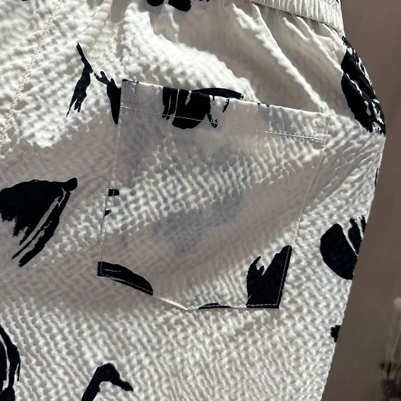 Summer Trendy Beach Pants Shorts Trendy Casual Pinch Pants Loose Printed Sports Thin New Travel Pants