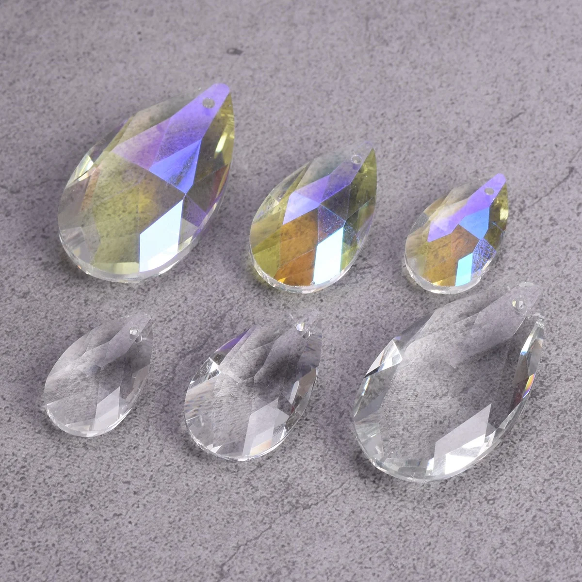 Teardrop 22mm 28mm 38mm Prism Faceted Crystal Glass Loose Crafts Pendant Beads For Jewelry Making DIY Curtain Chandelier