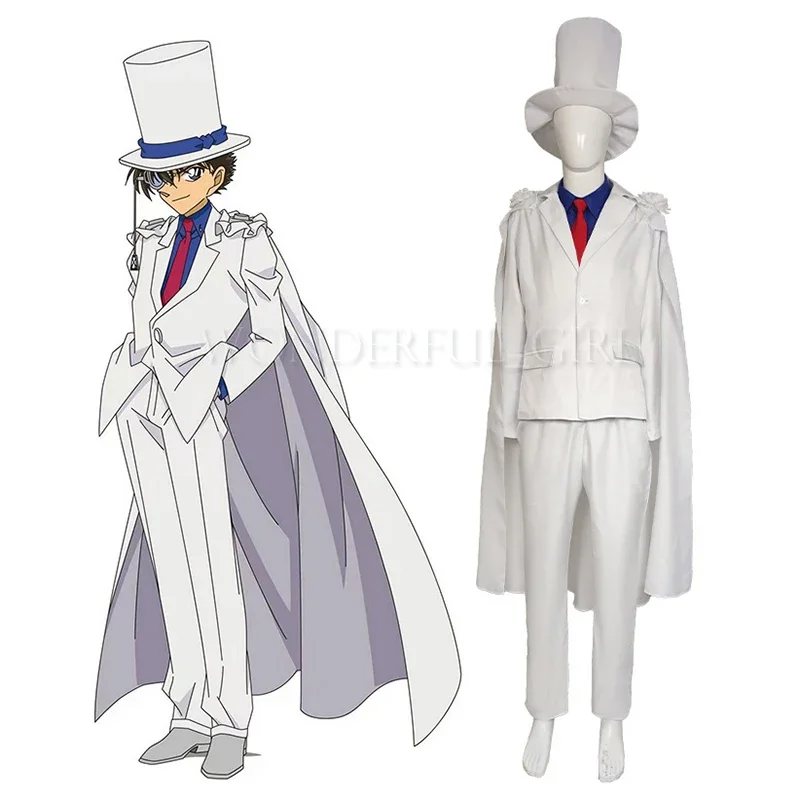 Detective Chan Kaito kuroba cosplay costume white uniform outfit glasses Halloween party costumes for women/men anime costumes