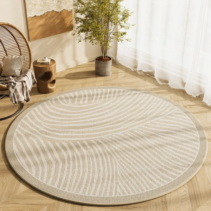 Modern Style Bedroom Decor Round Carpet Minimalist Line Carpets for Living Room Washable Lounge Soft Carpet Anti-slip Study Rug