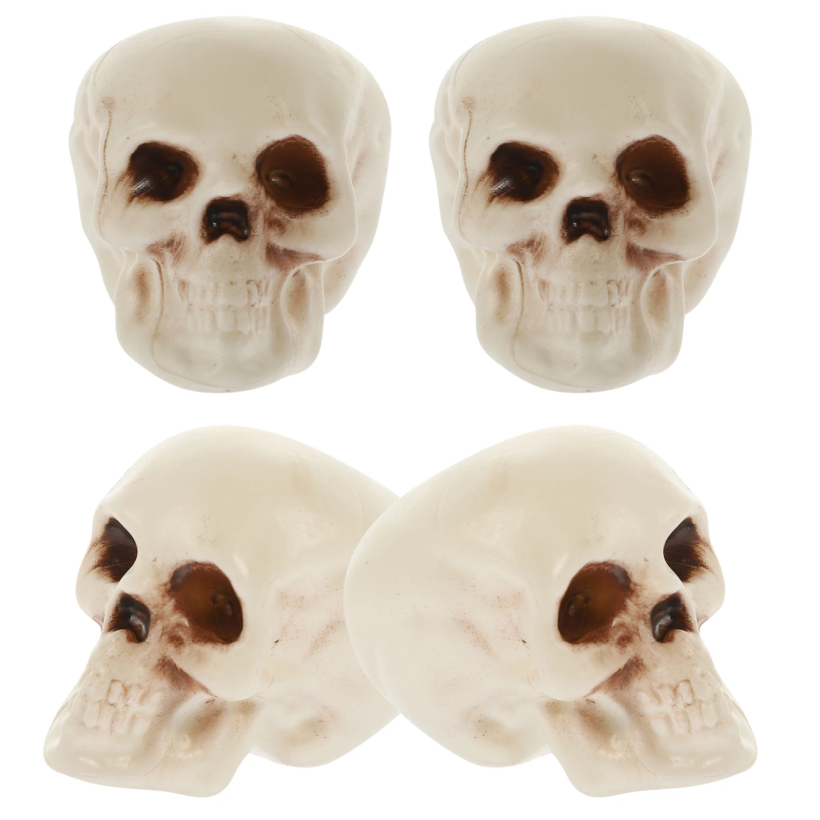 

4 Pcs Mini Skull Decorations Scary Fun Halloween Party Accessories Easy Clean DIY Crafts Head Charms Creepy Decorations