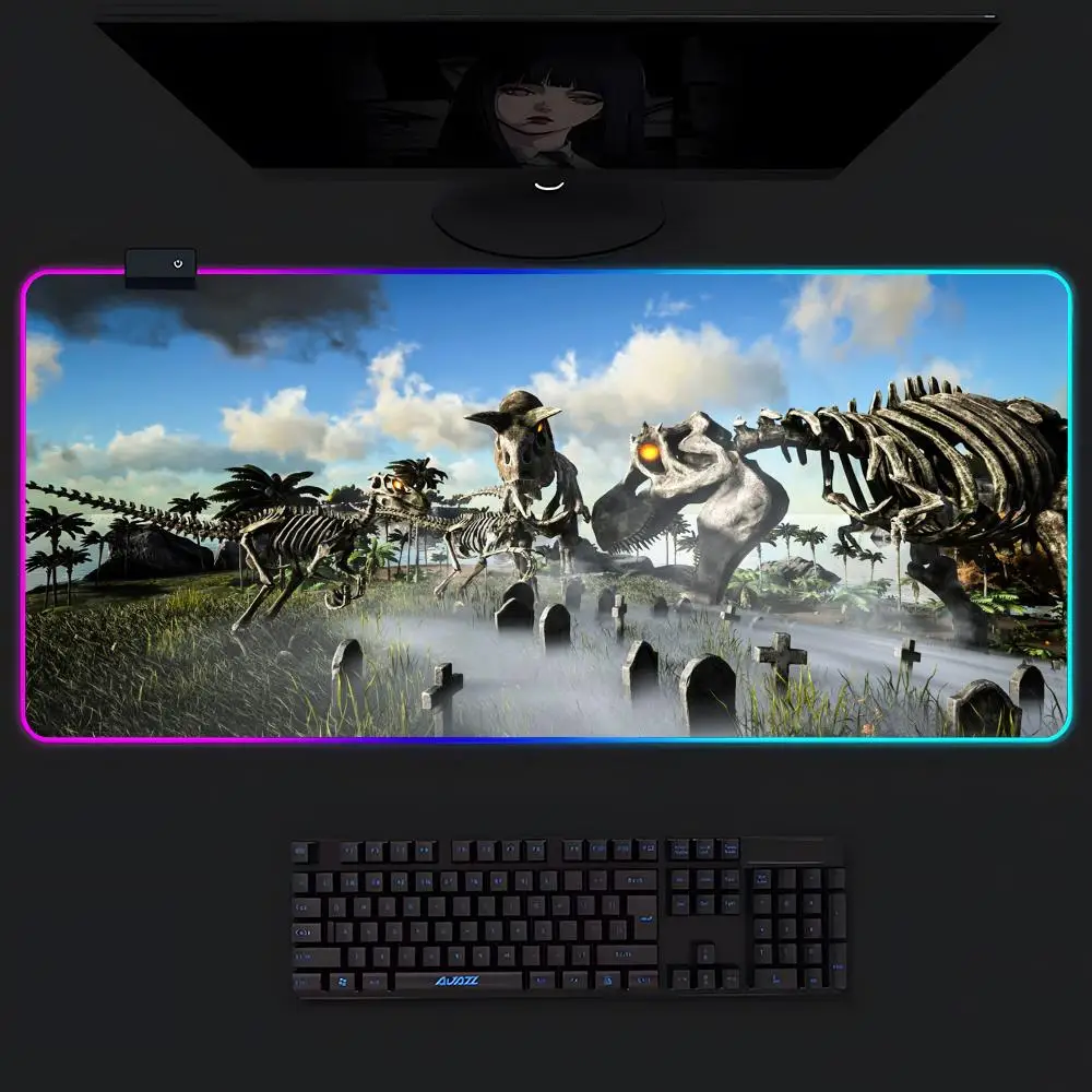 Ark Survival E-Evolved Mouse Pad Gamer Luminescence Led Mouse Pad Gaming Table Rgb Deskmat Keyboard Pc Mousepad