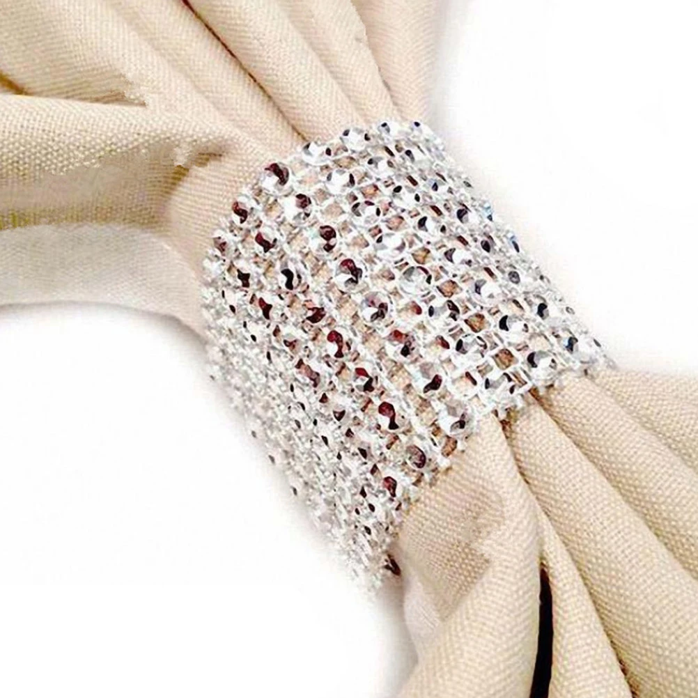 

80PCS Napkin Rings Crystal Serviette Buckles Bride Christmas Dining Table Decorative Plastic Diamond Wedding Party