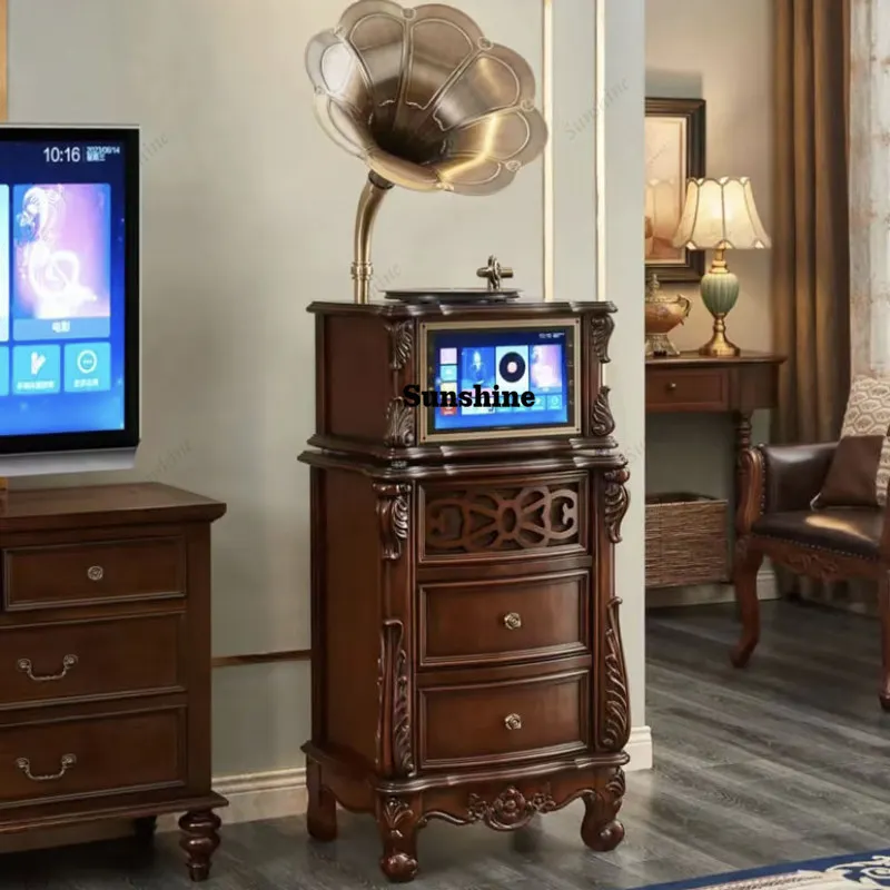 

Американский ретро-проигрыватель для караоке, классический виниловый проигрыватель, многофункциональная машина для прослушивания фильмов, Bluetooth-колонка