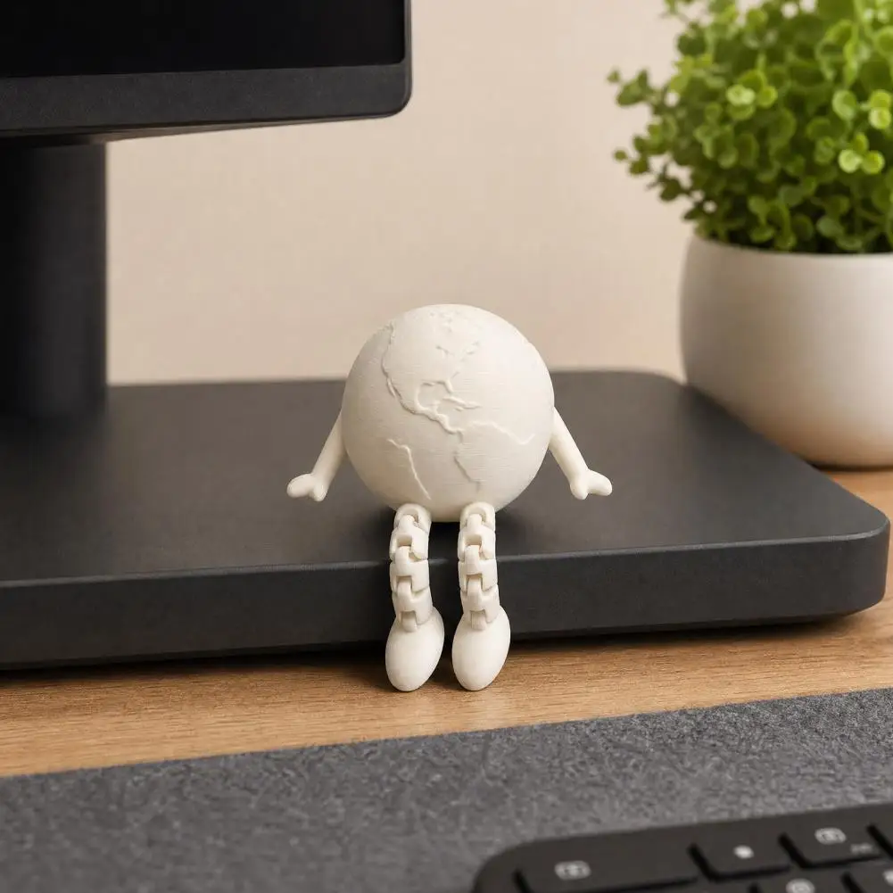 Cute Healing Ornament 3d Printed Articulated Earth Figurine Flexible Poseable Buddy Statue Cute Fidget Ornament Matte Smooth