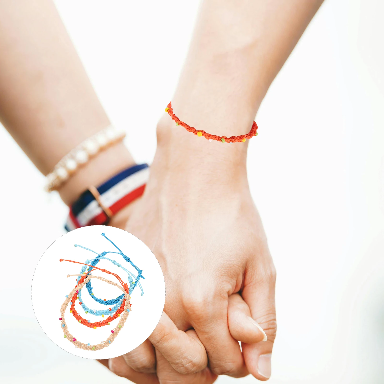 

4Pcs Handmade Waterproof Wax Thread Bracelets Adjustable Beaded Design Durable Cord Everyday Wear Special Occasions