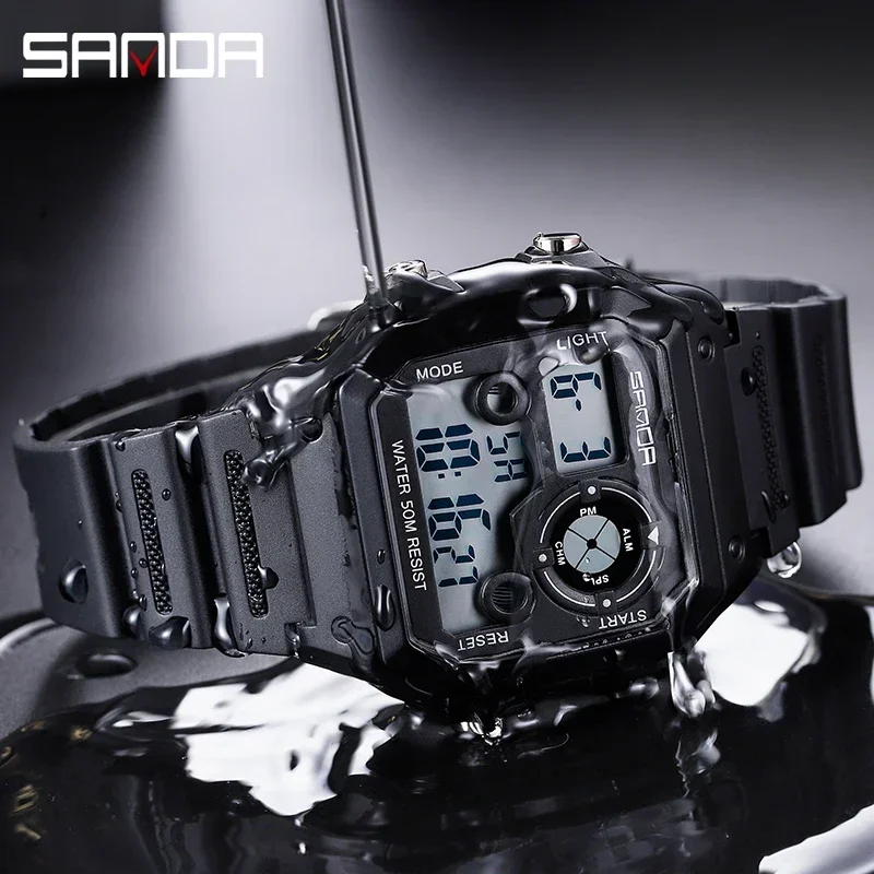 SANDA 418 Military Men Wristwatches For Man Clock Relogio Famous Outdoor Sports Watches Men Waterproof Countdown Digital Watches