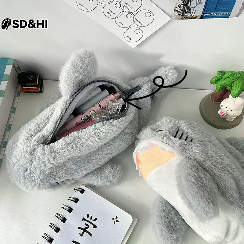 1 قطعة مقلمة القرش القطيفة اللطيفة طالب القرطاسية اللوازم المدرسية Kawaii دمية العودة إلى المدرسة حقيبة التخزين القلم حقيبة القرطاسية